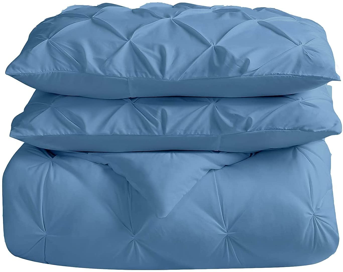All-Season Full Size Light Blue Pinch Pleated Comforter with 4 Corner Tabs 100%