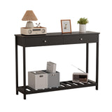 Console Table with Drawers & Storage Shelves Narrow Sofa Table for Entryway