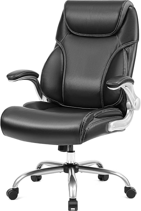 High Back Leather Executive Chair Adjustable Tilt Angles Swivel Office Desk Chair with Thick