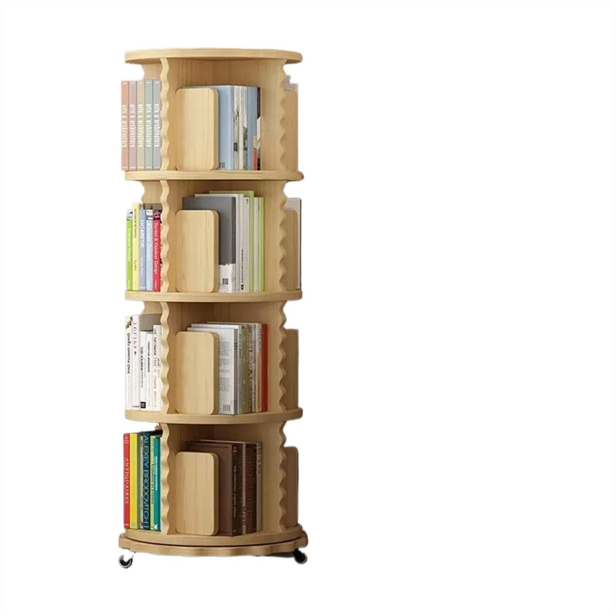 Rotating Bookshelf Floor-to-Ceiling Illustrated Book Storage Shelf Shelves 360 ° Rotating Bookcase