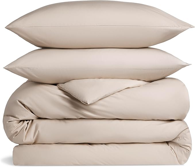 Luxury Sateen Duvet Cover - 100% Cotton, Full/Queen Size in White with Extra-Long