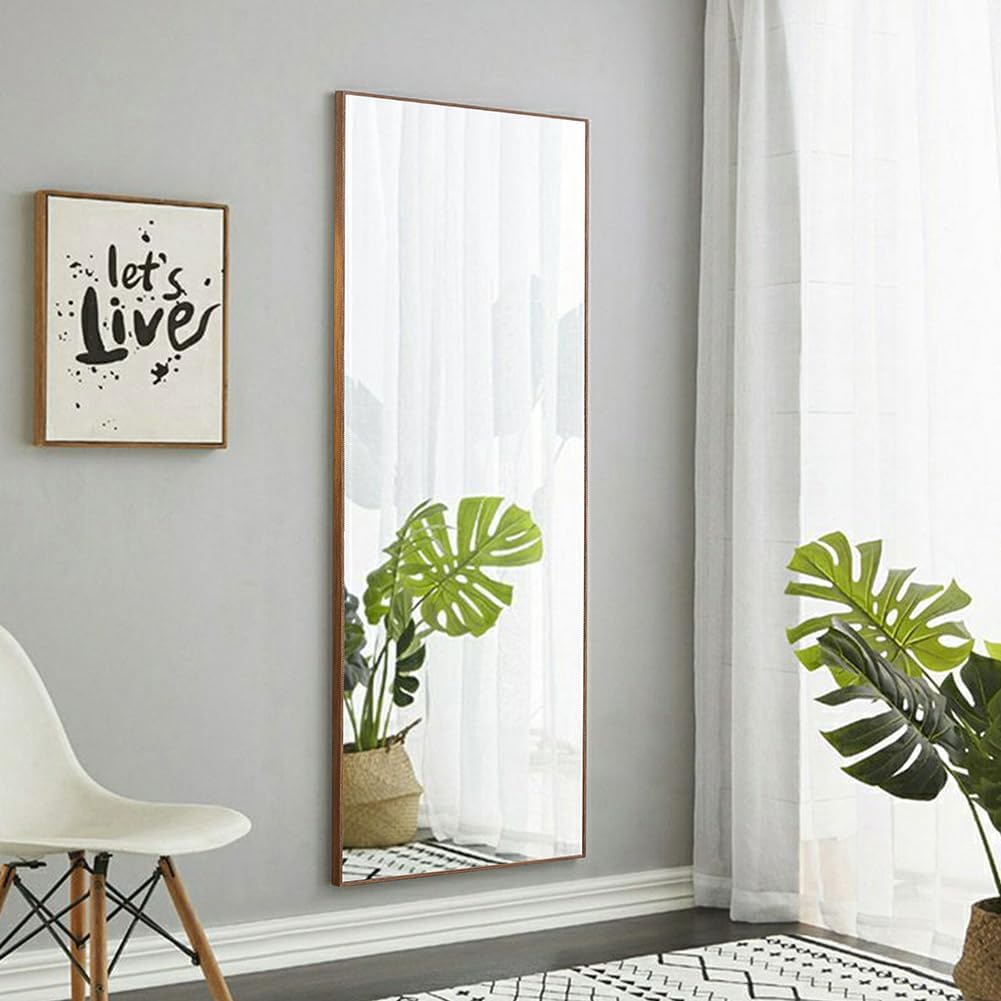 Full Length Mirror 65"x23" Floor Mounted Full Body Mirror with Stand Hanging or Leaning