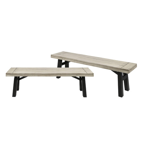 Christopher Knight Home 317965 Bettina Dining Bench, Light Gray Wash + Black