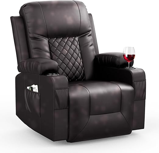 Furnimat OasisGlide Oversized Swivel Recliner – Storage & Rocking Comfort