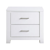 Roni 26 Inch Nightstand, 2 Drawers, Embossed Design, Solid Wood,