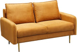 Velvet Loveseat Modern Sofa Tufted Couch with Metal Legs for Living Room, Bedroom