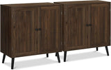 Vikiullf Accent Cabinet with Storage, Buffet Cabinet with Solid Wood Feet, Mid Century Modern Furniture, Small Wooden Sideboard Cabinet for Living Room, Dining Room, Entryway, Cherry (1, Brown)