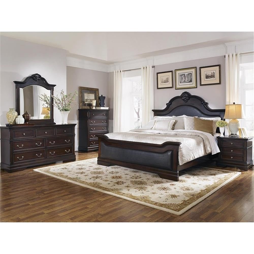 Cambridge European Traditional 2-Drawer Nighstand Bedroom Bedside Table Storage Cabinet Organizer Cappuccino Brown 203192