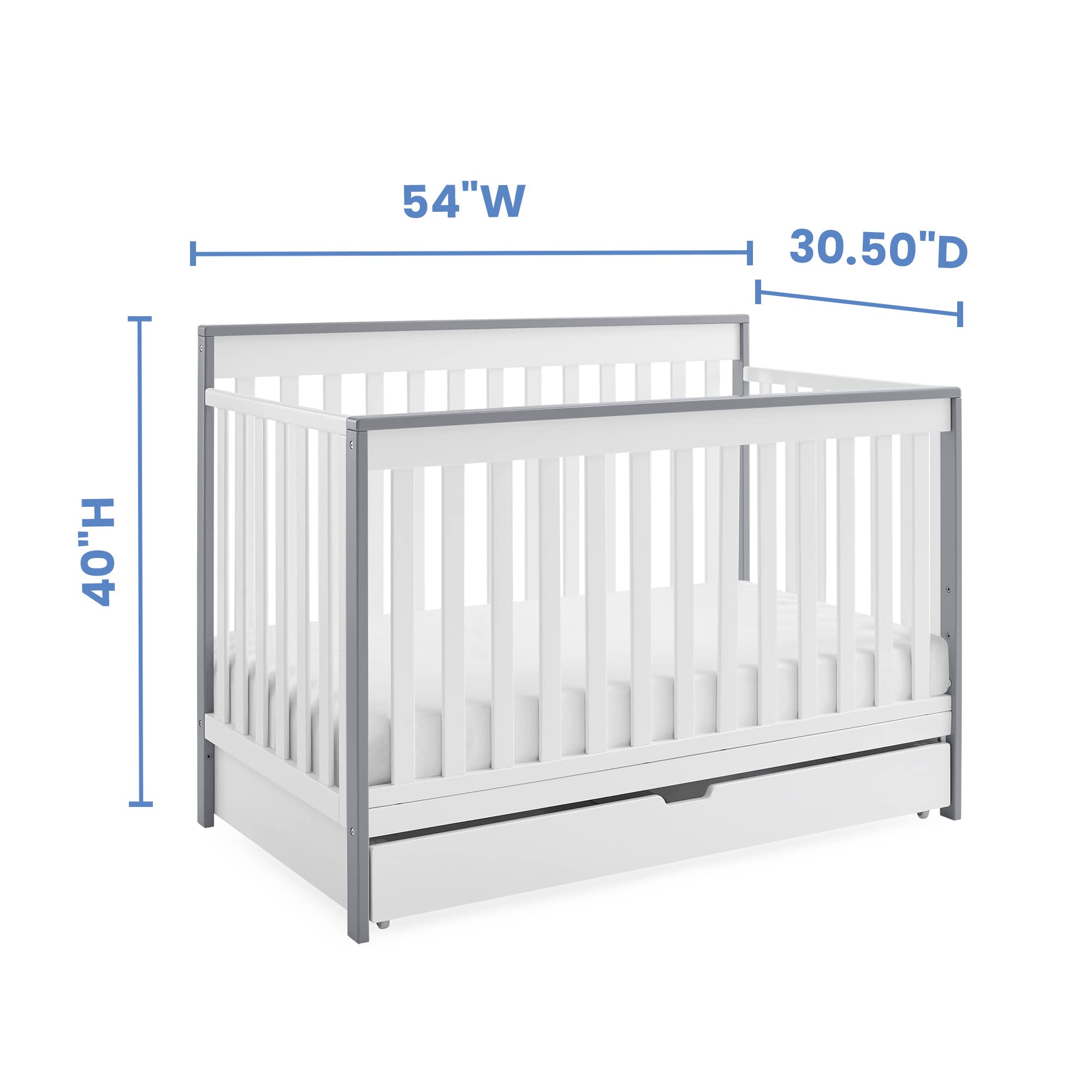 Mercer 6-in-1 Convertible Crib with Storage Trundle + Simmons Kids Slumber