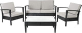 Outdoor Collection Piscataway Brown and Beige 4 Piece Wicker Patio Set, Linen Grey