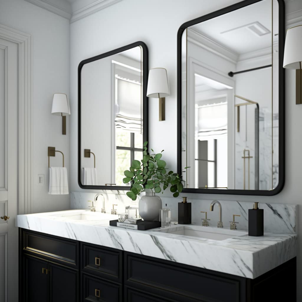 Black Bathroom Mirrors  Metal Frame Rectangle Mirror
