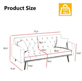 73" Modern Velvet Sofa Bed Futon,Convertible Sleeper Sofa Couch with 3 Angle Adjustable Backrest,