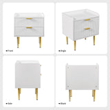 White Nightstand, 20" Modern Bedside Tables with 2 Stroage Drawers, Small Night Stand