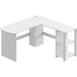 L-Shaped Home Office Wood Corner Desk, White