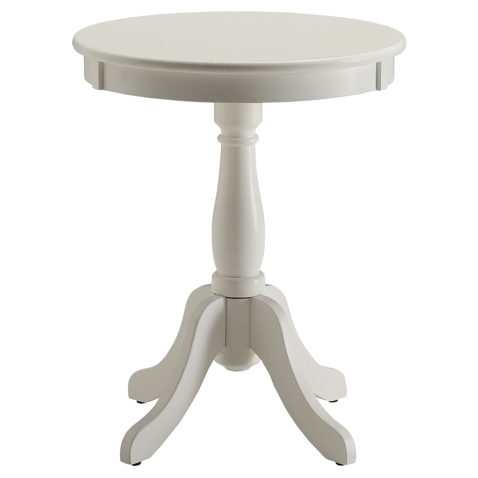 Alger Round Wooden End Table in White