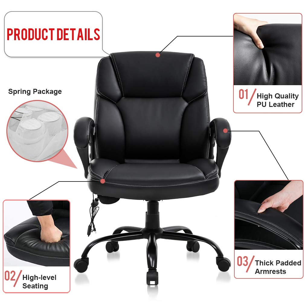 FURNITURE 400lbs Wide Seat Ergonomic Desk Massage Computer Lumbar Support