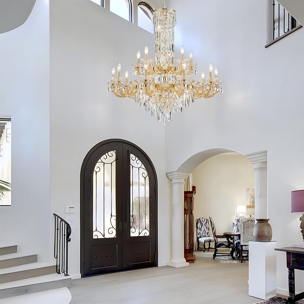 Gold Crystal Contemporary Chandelier Foyer Entryway Lighting