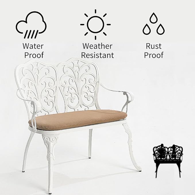 Outdoor Bench, Garden Metal Loveseat Furniture