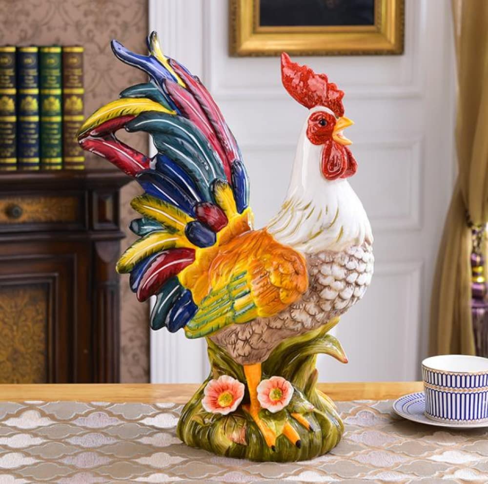 Statues Collectibles Statues and Figurines Ceramic Rooster Large Colored Chicken