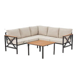 6 Pieces Patio Furniture Sets, L-Shaped Patio Conversation Sets Metal Outdoor ,Sofas