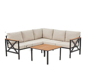 6 Pieces Patio Furniture Sets, L-Shaped Patio Conversation Sets Metal Outdoor ,Sofas