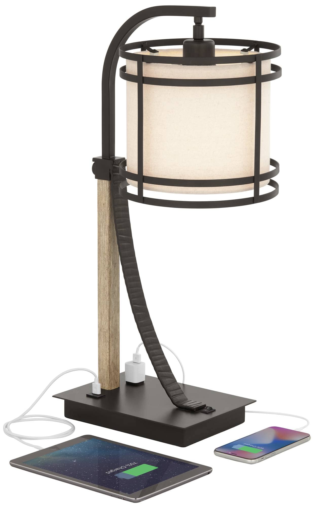 Industrial Desk Lamp 22" with USB & AC Outlet