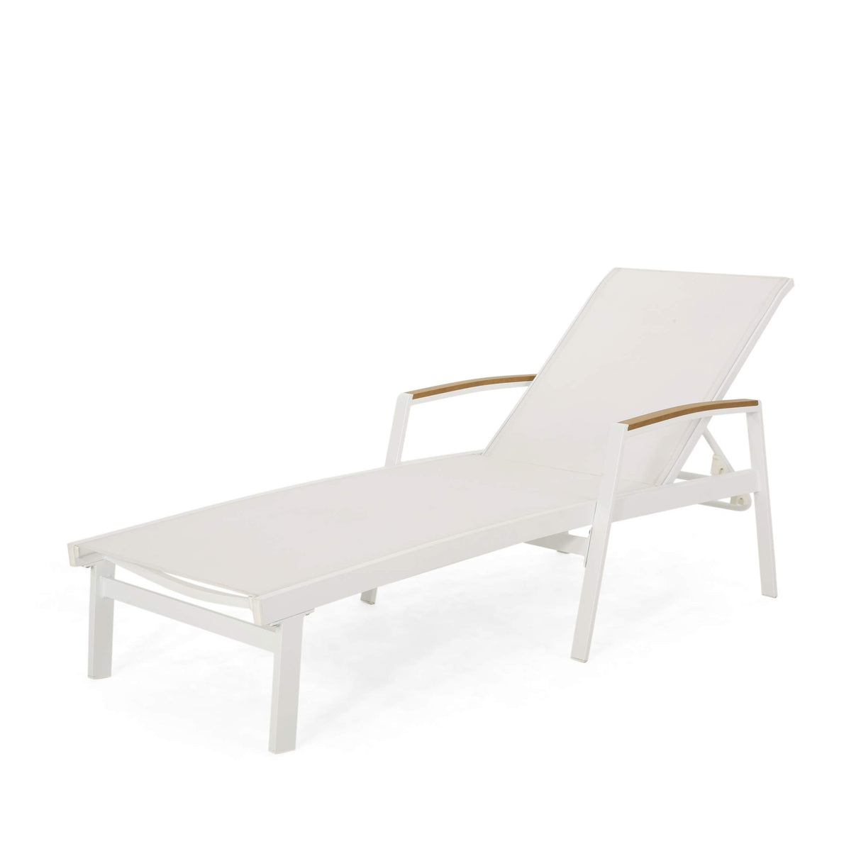 Teresa Outdoor Aluminum Chaise Lounge with Mesh Seating (Set of 2), White