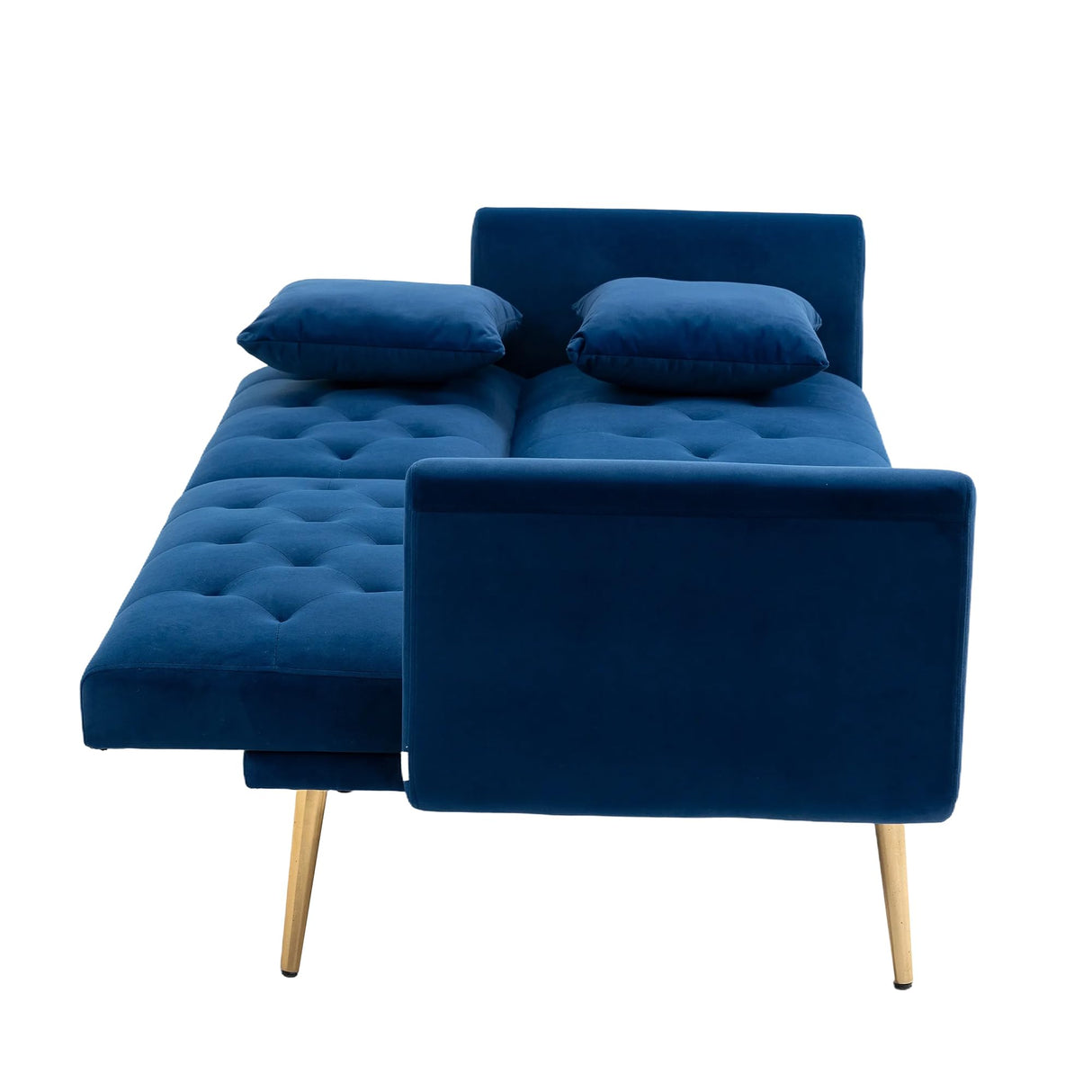 Mid-Century Modern Velvet Loveseat, Petite Accent Sofa Couch with 7 Gold Metal Legs
