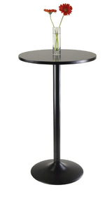 Obsidian Pub Table Round Black Mdf Top with Black Leg And Base - 23.7-Inch Top