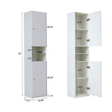 Bathroom Storage Cabinet, 2 Door Tall Slim Storage Cabinet with Open Storage Shelves,