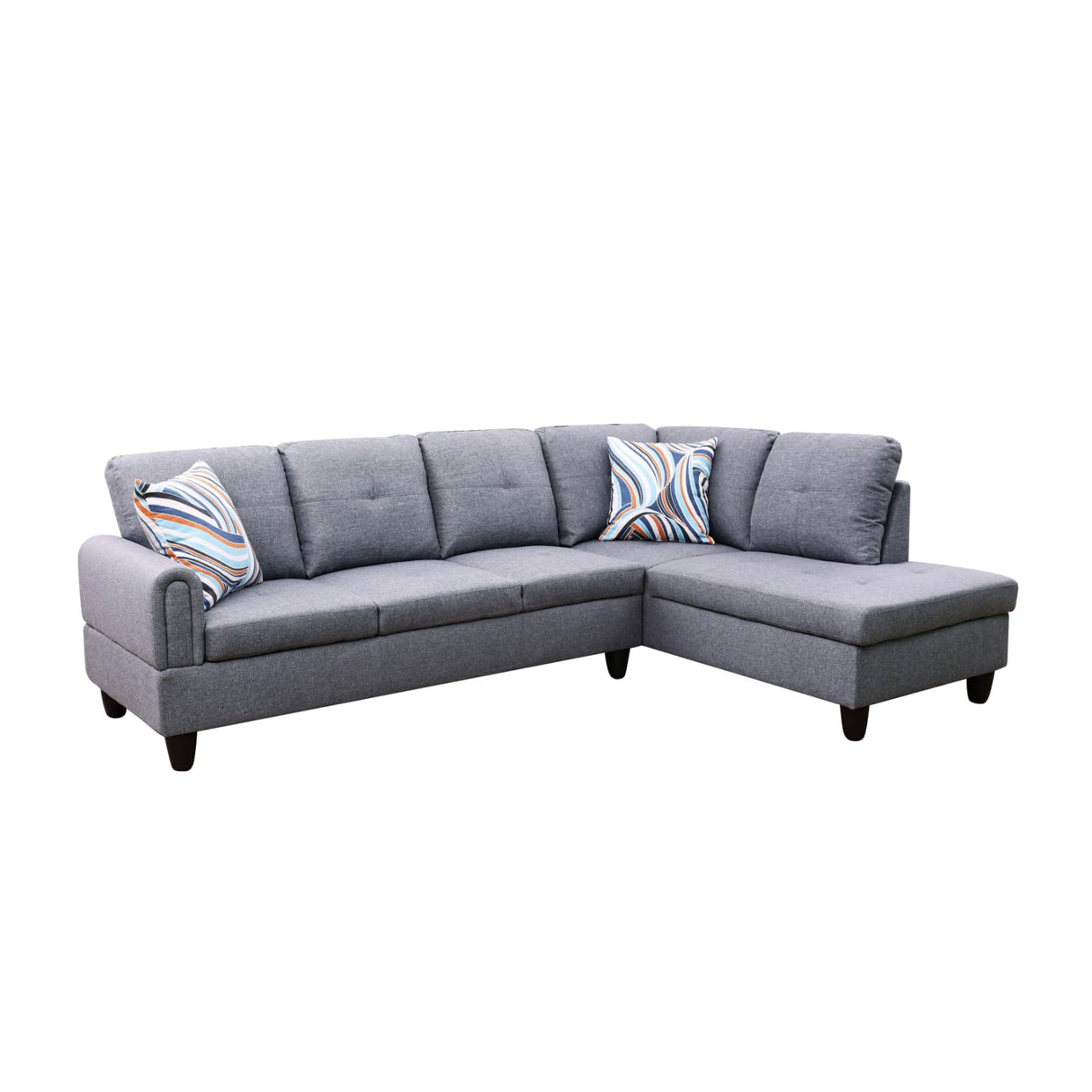 Linen Living Room Sofa Set, L-Shape Couch with Storage Ottoman,