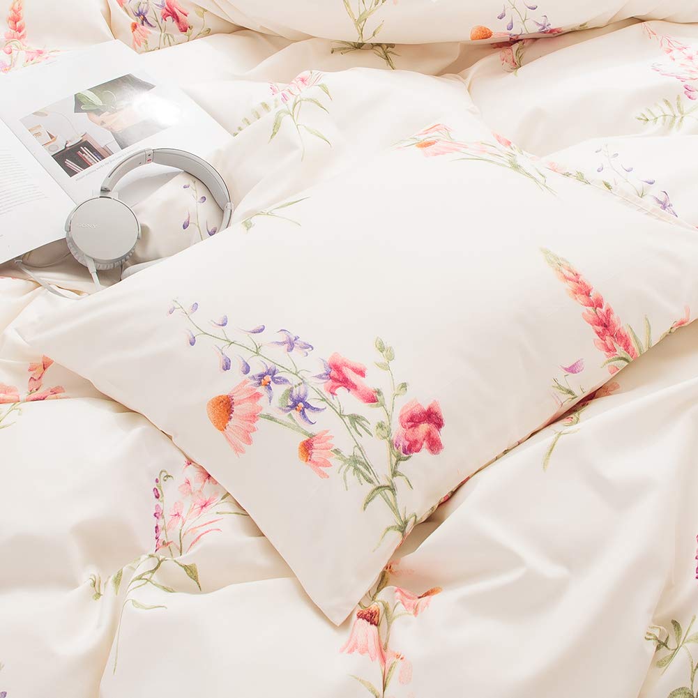 Botanical Floral Comforter Set Pink Flowers Comforter Set Pink Lavender Flowers Printed