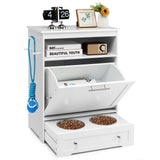 Pet Feeder Station with Storage & Double Bowls