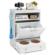 Pet Feeder Station with Storage & Double Bowls