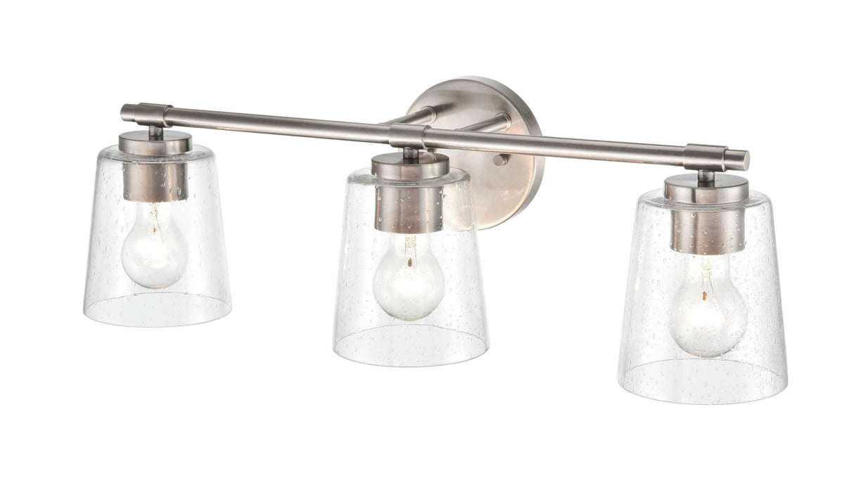 3 Light Bath Vanity-8 Inches Tall and 24.5 Inches Wide-Brushed Nickel Finish