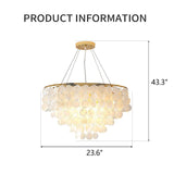 6-Light Capiz Shell Chandelier Semi Flush Mount Ceiling Lights Antique Pendant Light