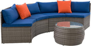 Patio Sectional Set 3pc - Grey with Oxford Blue Fabric Cushions