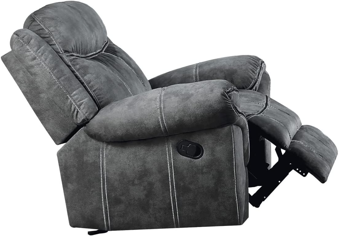 Zubaida Velvet Horizontal Upholstered Glider Recliner in 2-Tone Gray