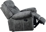 Zubaida Velvet Horizontal Upholstered Glider Recliner in 2-Tone Gray