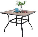 Round Patio Table, Black Metal Outdoor Dining Table for 4