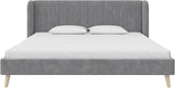 Holly Upholstered Wingback Bed Frame, Queen, Ivory Velvet