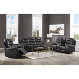 Leather Tufted Motion Recliner in Magnetite Black