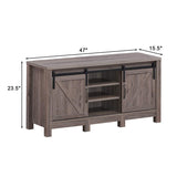 TV Stand with Sliding Barn Doors, Modern Farmhouse Wood Entertainment Center