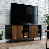 Sauder Canton Lane Engineered Wood 60" TV Credenza in Grand Walnut and Black