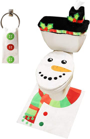 5 Pieces Christmas Theme Bathroom Decoration Set w/Toilet Seat Cover
