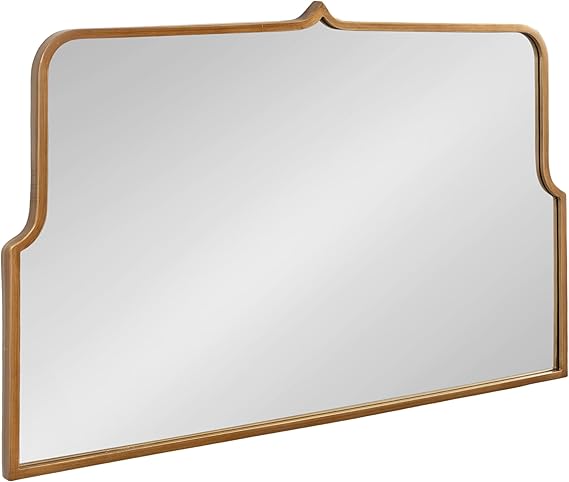 Gezella Glam Scalloped Arched Wall Mirror, Antique Gold