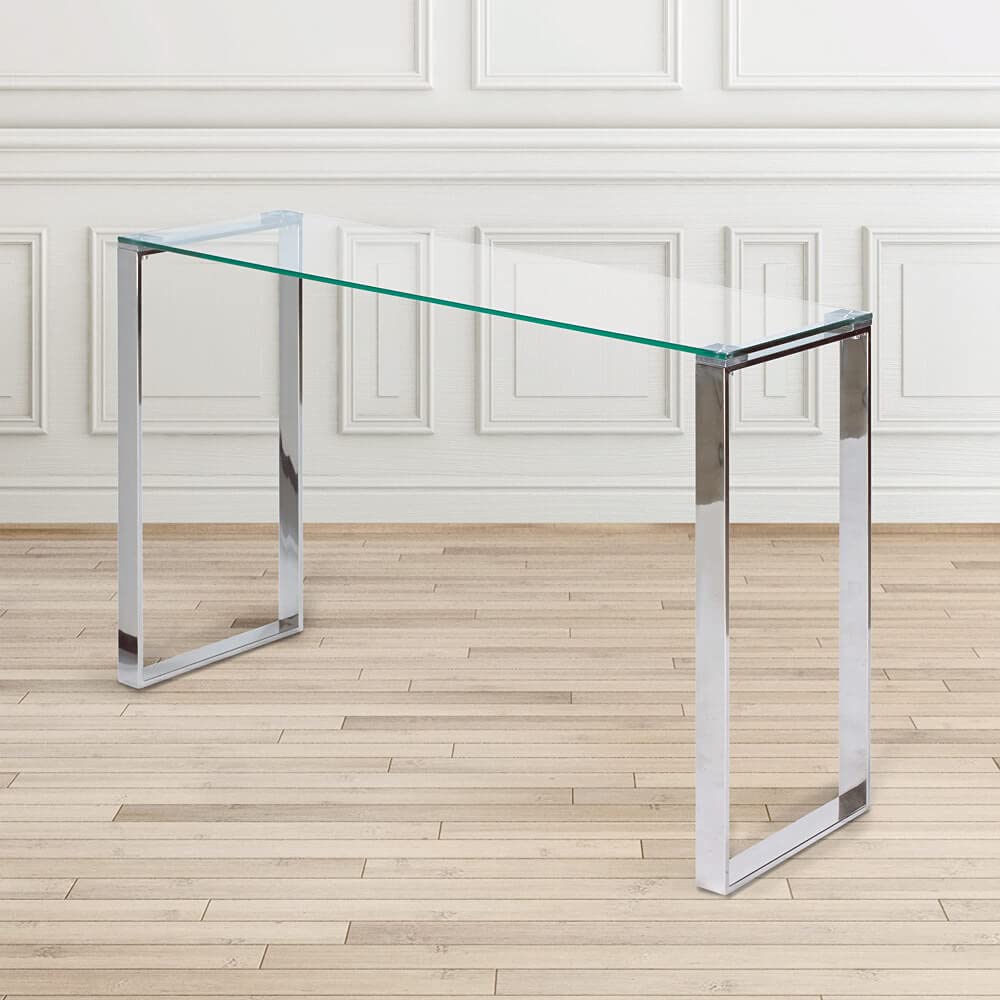 Polished Stainless Steel Legs and Durable Glass Top, Modern Home Furniture