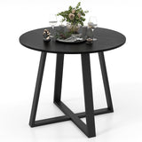 36 Inch Round Table, Kitchen Table for 4 People with Rubber Wood Frame, Pedestal Base