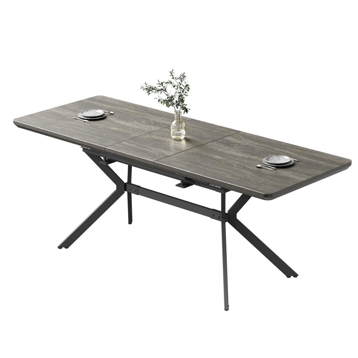 Extendable Dining Table for 6-8 Persons, Modern Dining Room Table from 56.6'' to 72.4'',