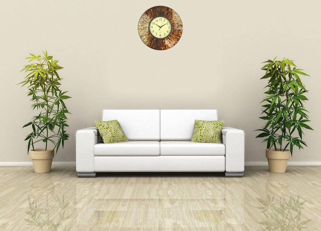 19" Baltic Amber Mosaic Wall Clock with 9.5" Brown Arabic Glass Dial, 4.50"